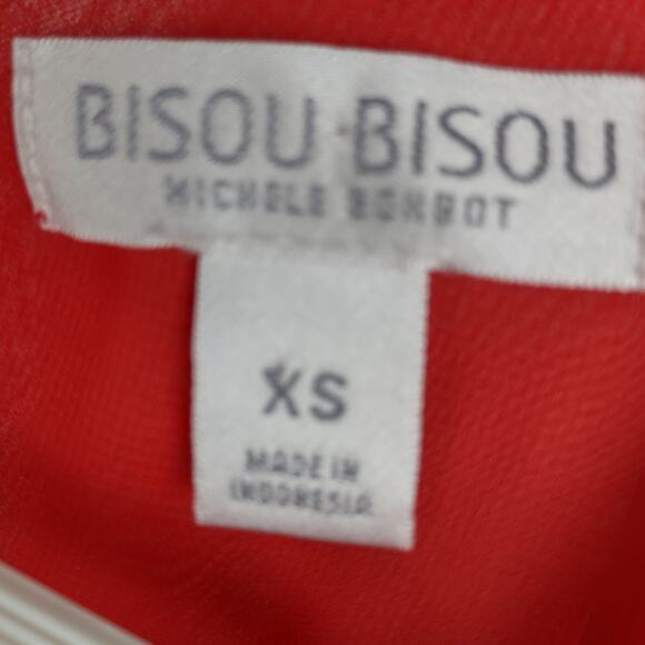BISOU BISOU Red Pleated Sleeveless Blouse Size XS - Picture 4 of 13